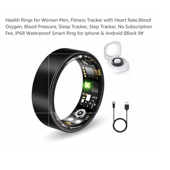 NEW Smart Fitness Ring gold heart rate  sleep tracker step tracker size 7 - Picture 9 of 10